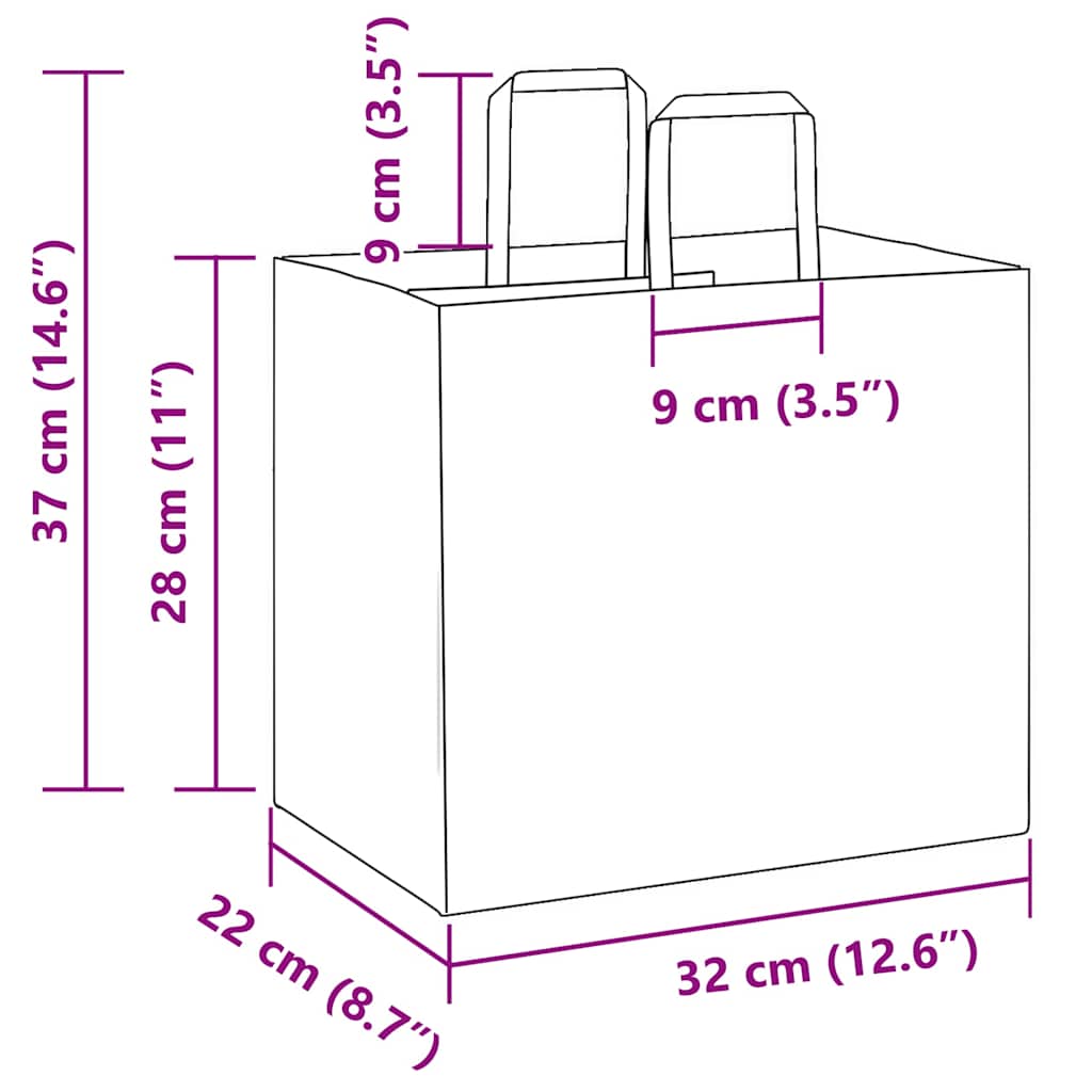 Papieren zakken 50 st met hengsels 32x22x28 cm wit is nu te koop bij PeponiXL, paradijselijk wonen!