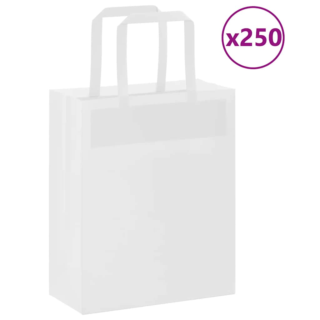 Papieren zakken 250 st met hengsels 18x8x22 cm wit is nu te koop bij PeponiXL, paradijselijk wonen!