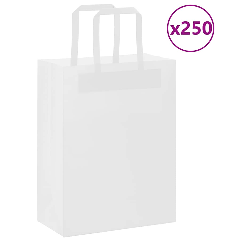 Papieren zakken 250 st met hengsels 21x11x28 cm wit is nu te koop bij PeponiXL, paradijselijk wonen!