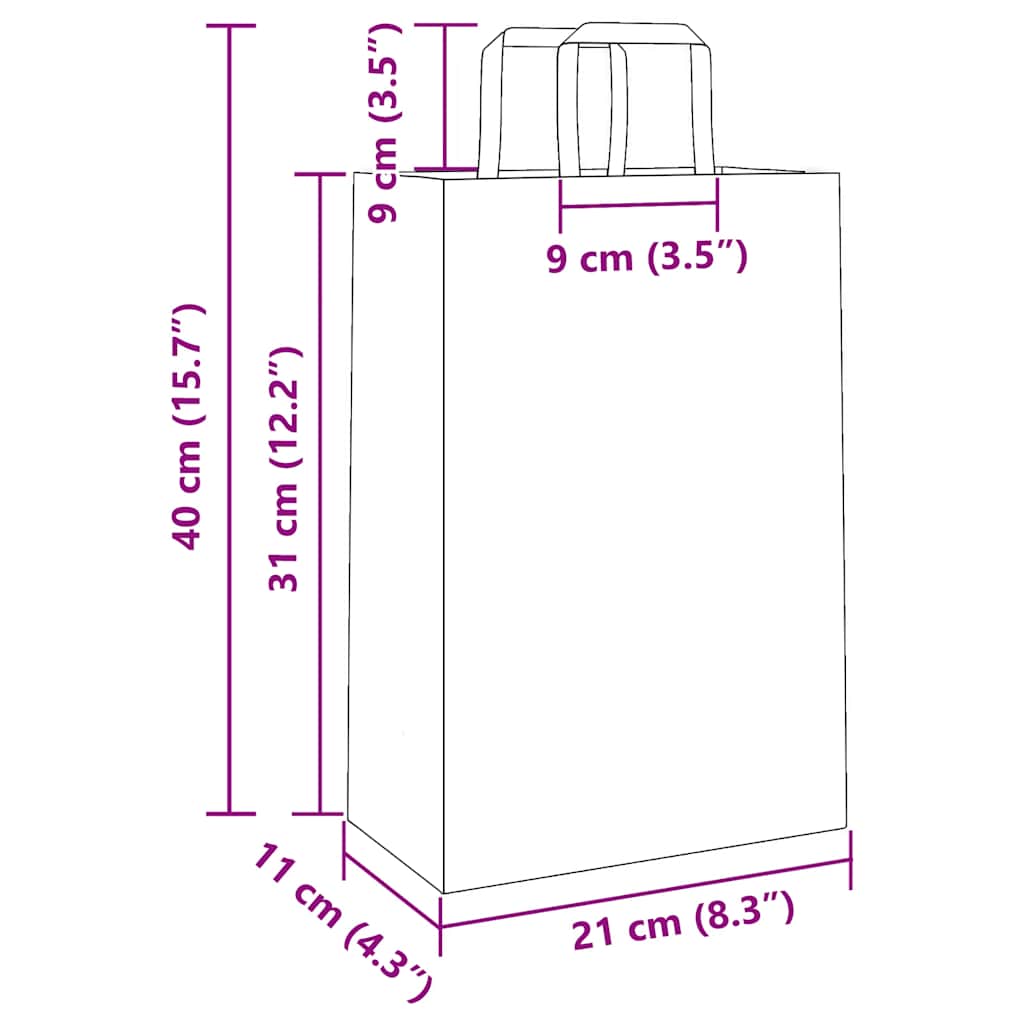 Papieren zakken 250 st met hengsels 21x11x31 cm wit is nu te koop bij PeponiXL, paradijselijk wonen!