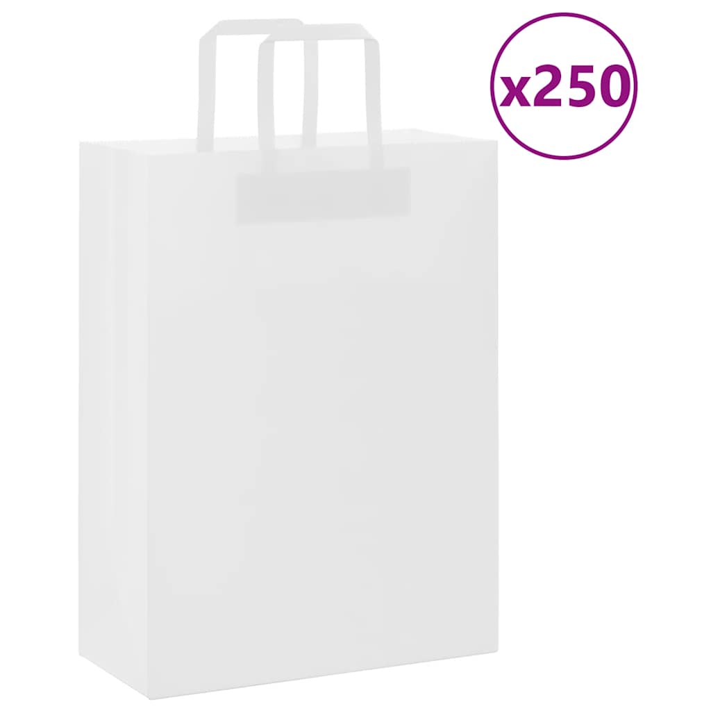 Papieren zakken 250 st met hengsels 26x12x35 cm wit is nu te koop bij PeponiXL, paradijselijk wonen!