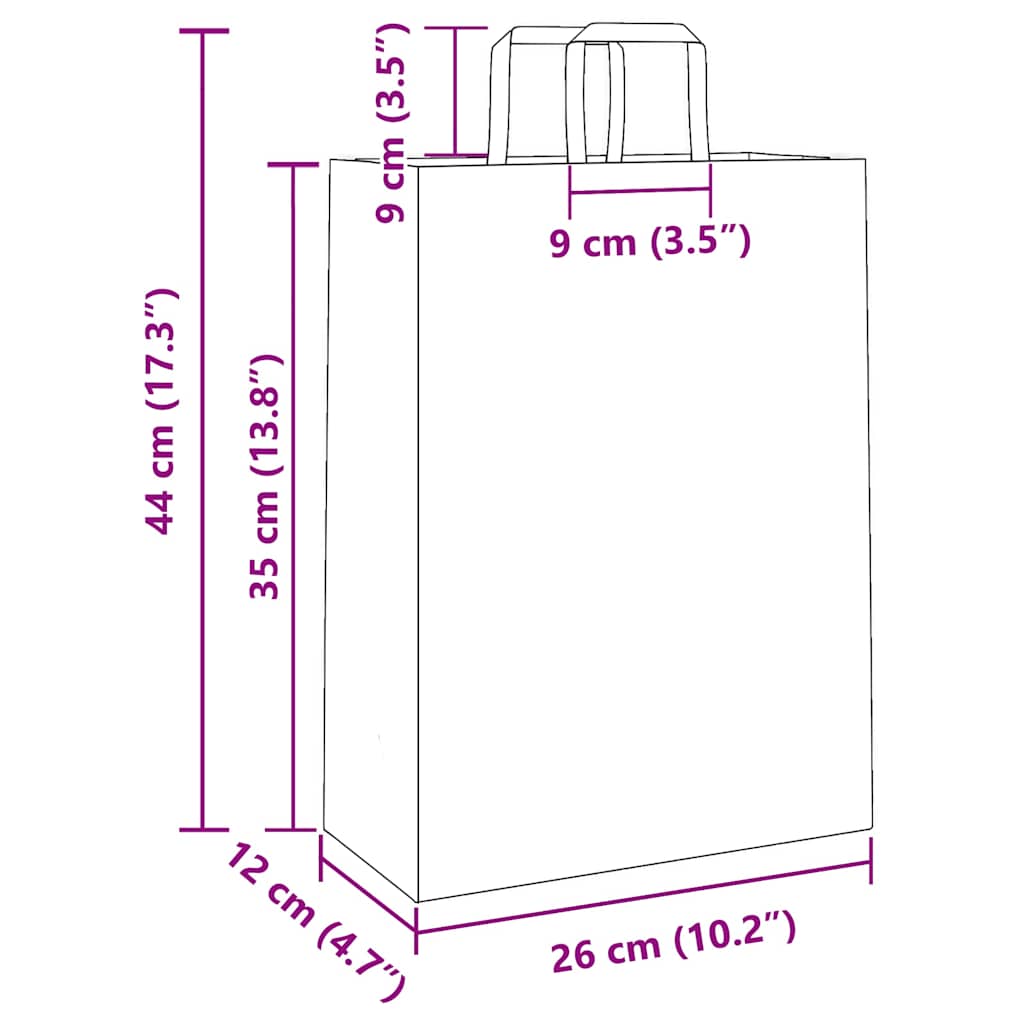 Papieren zakken 250 st met hengsels 26x12x35 cm wit is nu te koop bij PeponiXL, paradijselijk wonen!