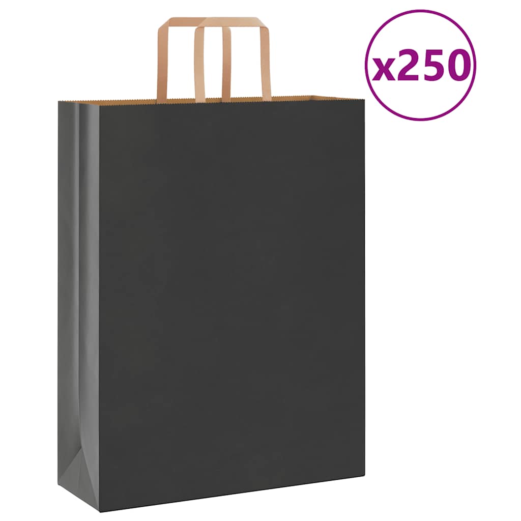 Papieren zakken 250 st met hengsels 32x12x42 cm zwart is nu te koop bij PeponiXL, paradijselijk wonen!
