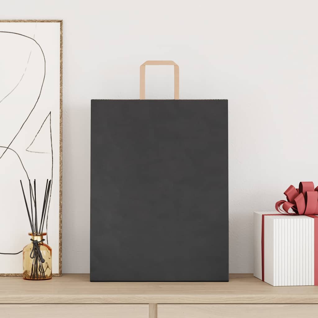 Papieren zakken 250 st met hengsels 32x12x42 cm zwart is nu te koop bij PeponiXL, paradijselijk wonen!
