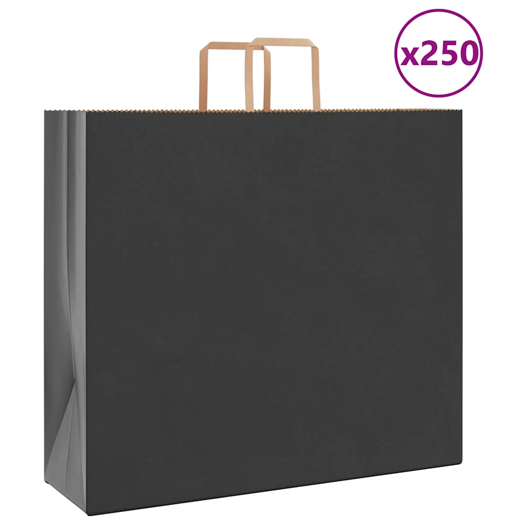 Papieren zakken 250 st met hengsels 54x15x49 cm zwart is nu te koop bij PeponiXL, paradijselijk wonen!