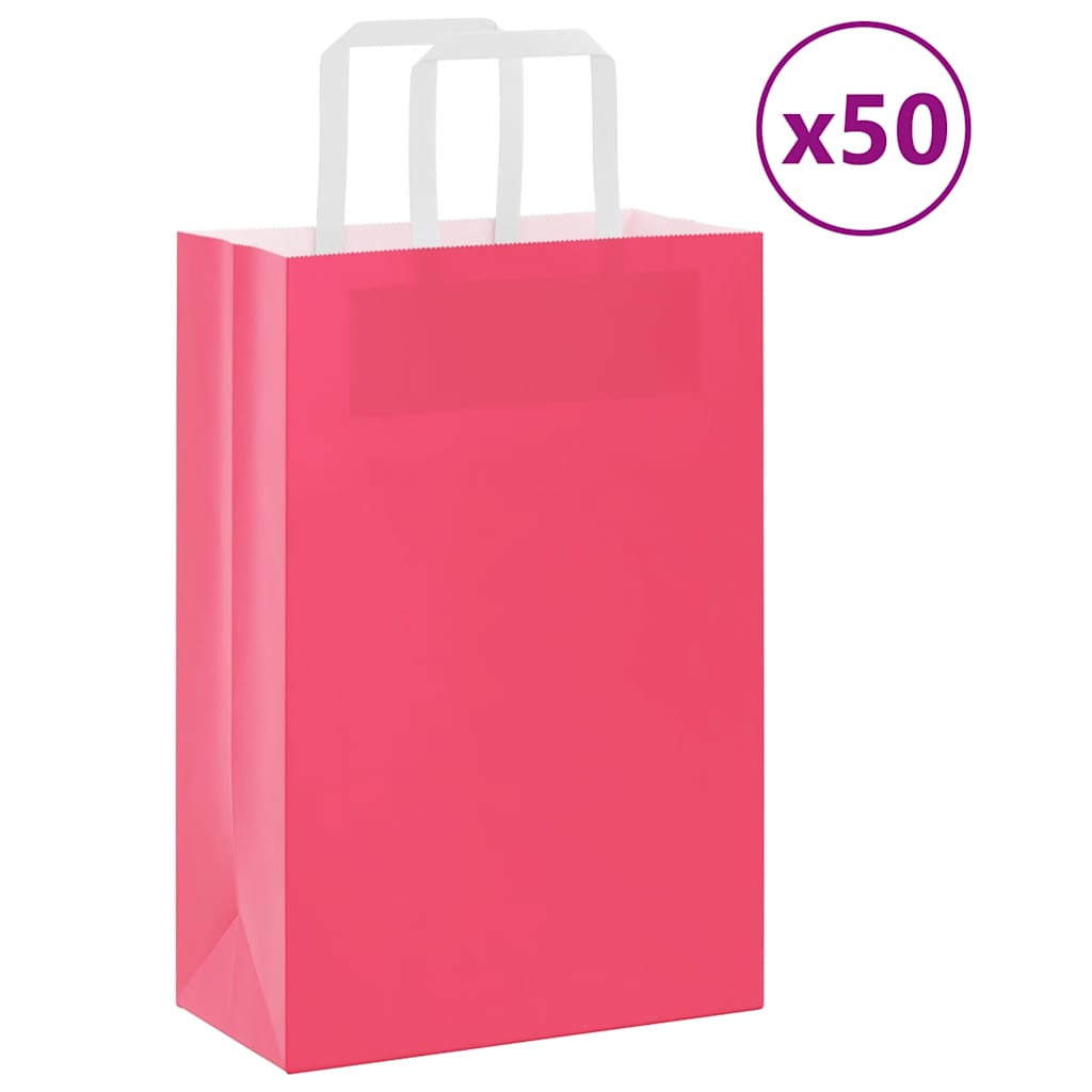 Papieren zakken 50 st met hengsels 21x11x31 cm roze is nu te koop bij PeponiXL, paradijselijk wonen!