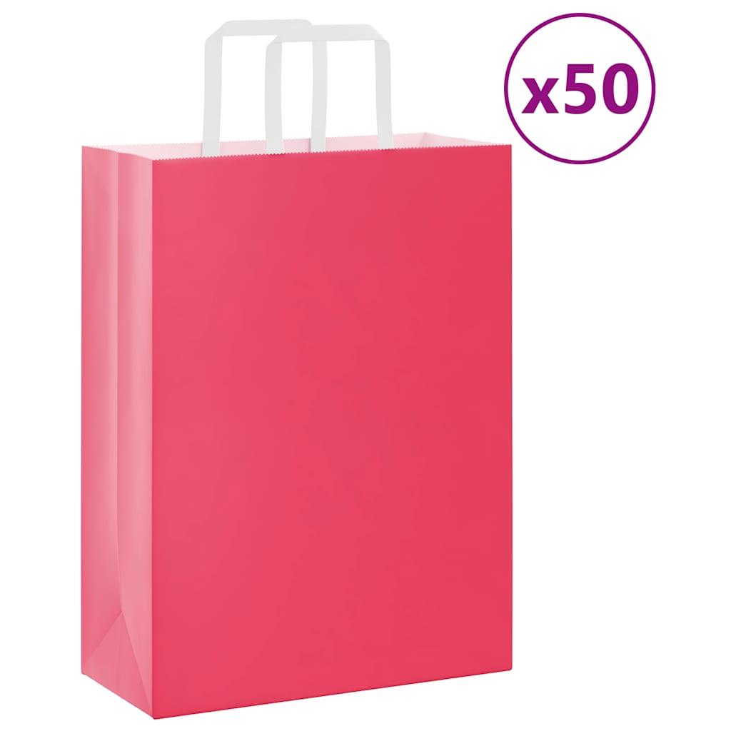 Papieren zakken 50 st met hengsels 26x12x35 cm roze is nu te koop bij PeponiXL, paradijselijk wonen!