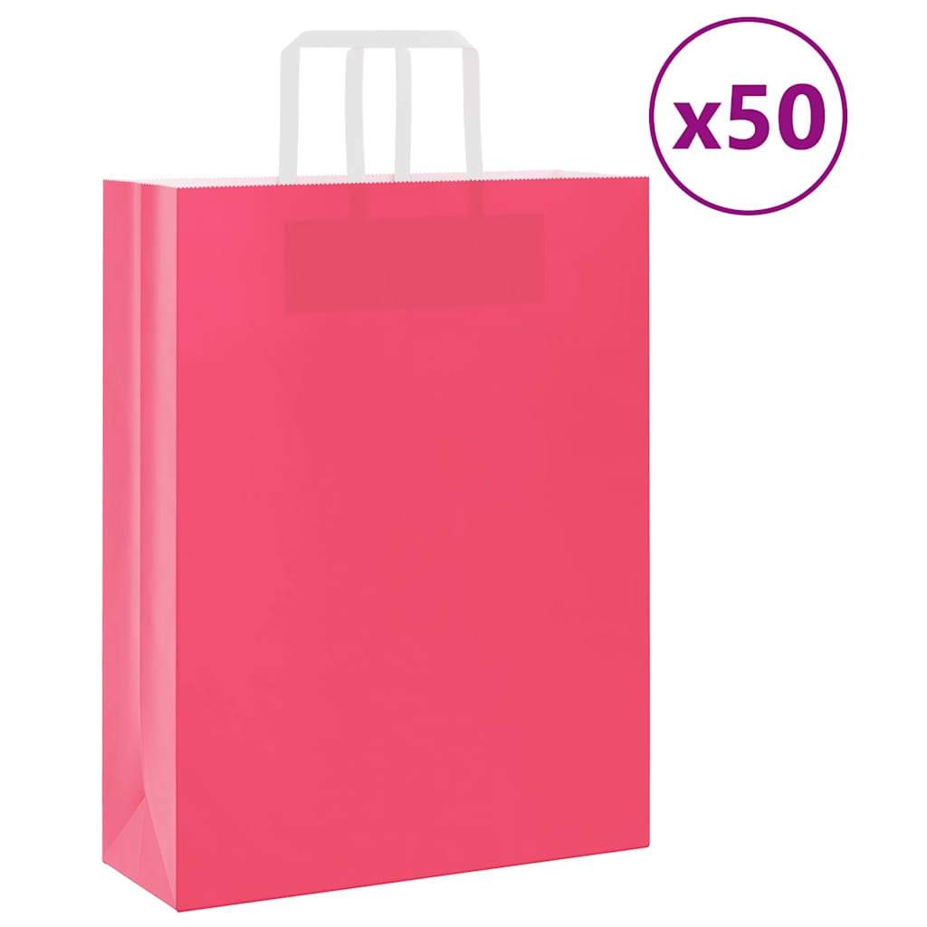 Papieren zakken 50 st met hengsels 32x12x42 cm roze is nu te koop bij PeponiXL, paradijselijk wonen!