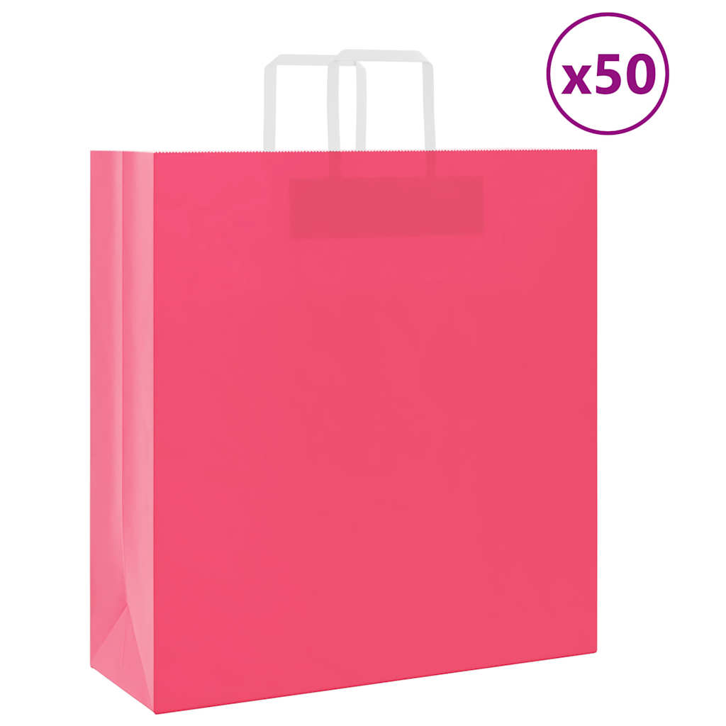Papieren zakken 50 st met hengsels 45x17x48 cm roze is nu te koop bij PeponiXL, paradijselijk wonen!