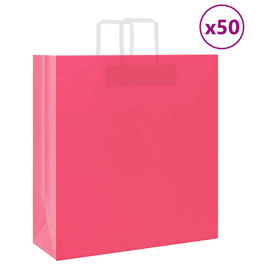 Papieren zakken 50 st met hengsels 45x17x48 cm roze is nu te koop bij PeponiXL, paradijselijk wonen!