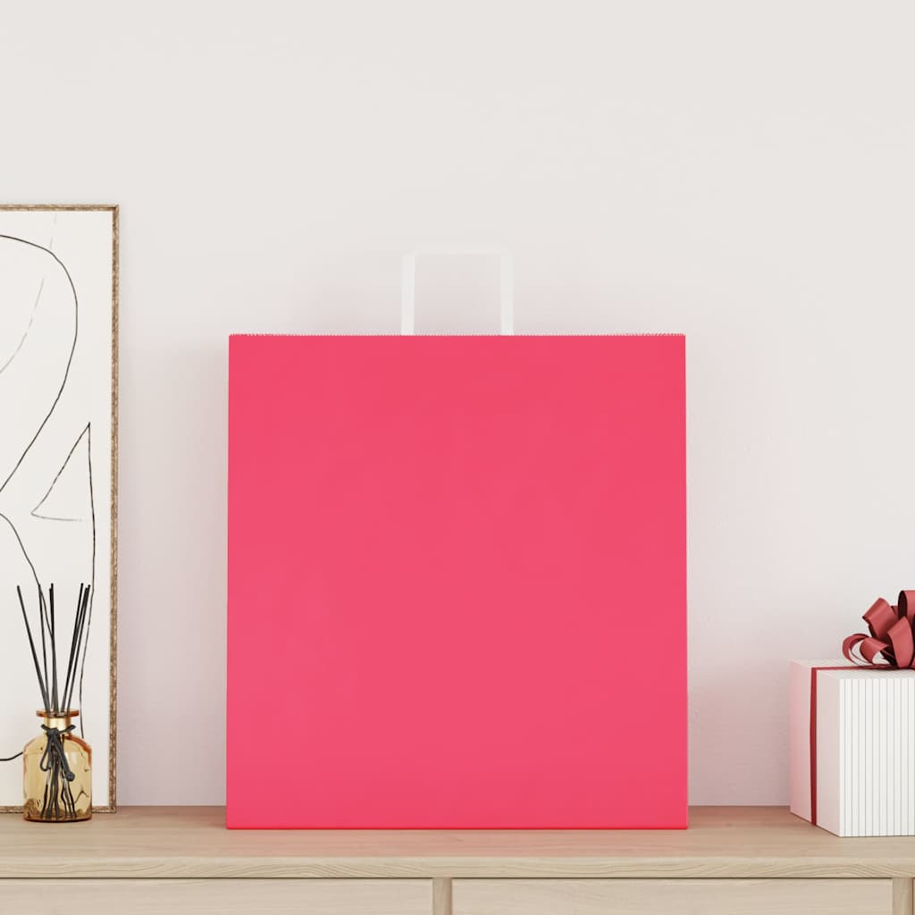 Papieren zakken 50 st met hengsels 45x17x48 cm roze is nu te koop bij PeponiXL, paradijselijk wonen!