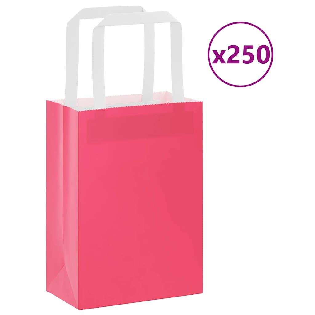 Papieren zakken 250 st met hengsels 15x8x21 cm roze is nu te koop bij PeponiXL, paradijselijk wonen!