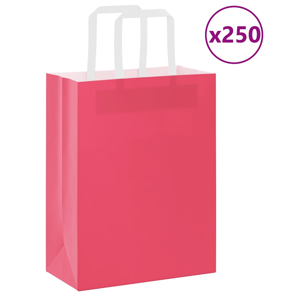 Papieren zakken 250 st met hengsels 21x11x28 cm roze is nu te koop bij PeponiXL, paradijselijk wonen!