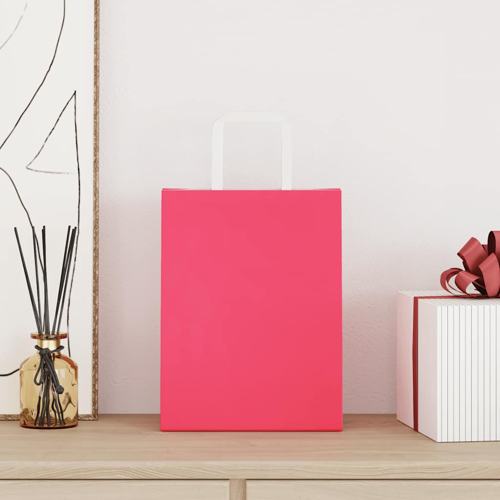 Papieren zakken 250 st met hengsels 21x11x28 cm roze is nu te koop bij PeponiXL, paradijselijk wonen!
