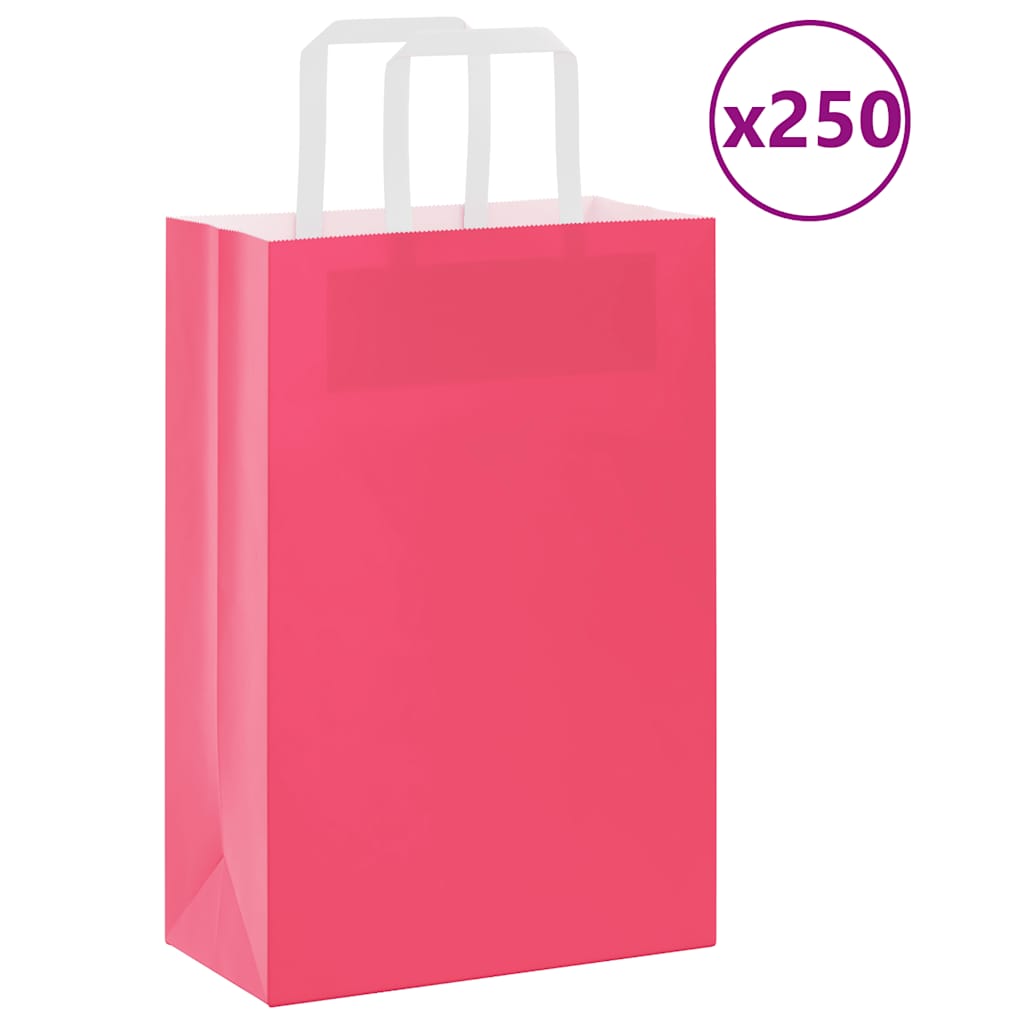 Papieren zakken 250 st met hengsels 21x11x31 cm roze is nu te koop bij PeponiXL, paradijselijk wonen!