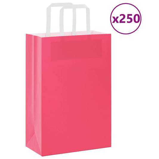 Papieren zakken 250 st met hengsels 21x11x31 cm roze is nu te koop bij PeponiXL, paradijselijk wonen!