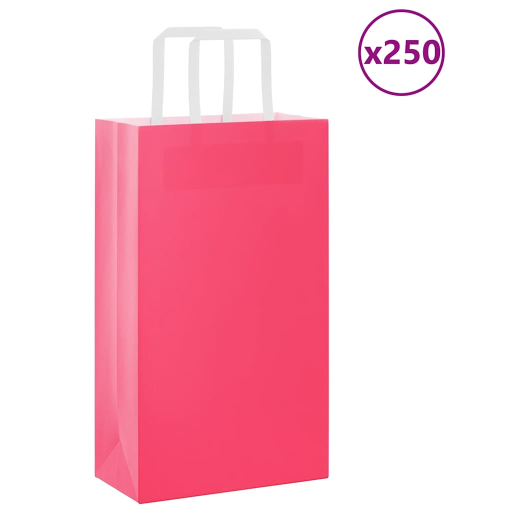 Papieren zakken 250 st met hengsels 21x11x36 cm roze is nu te koop bij PeponiXL, paradijselijk wonen!