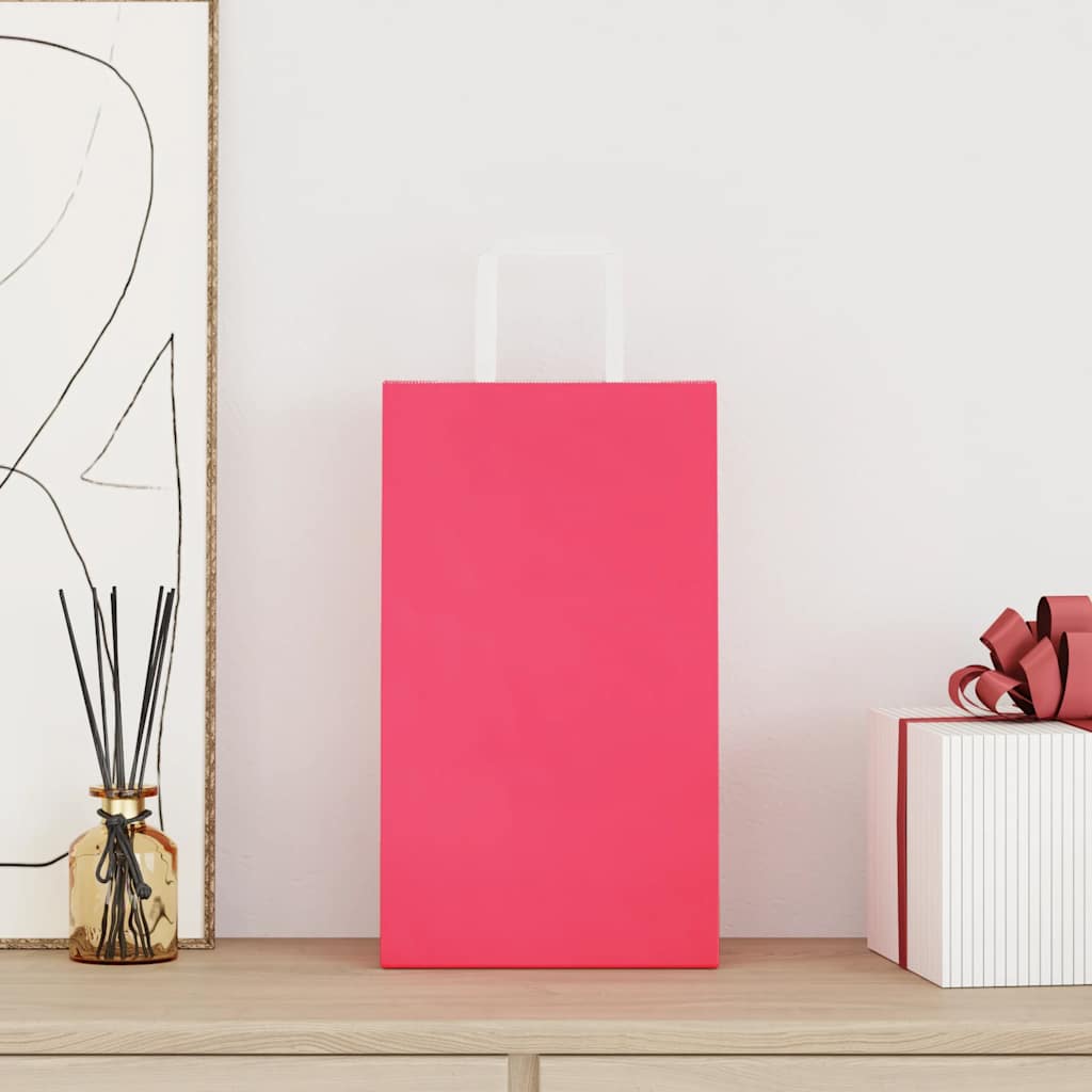 Papieren zakken 250 st met hengsels 21x11x36 cm roze is nu te koop bij PeponiXL, paradijselijk wonen!
