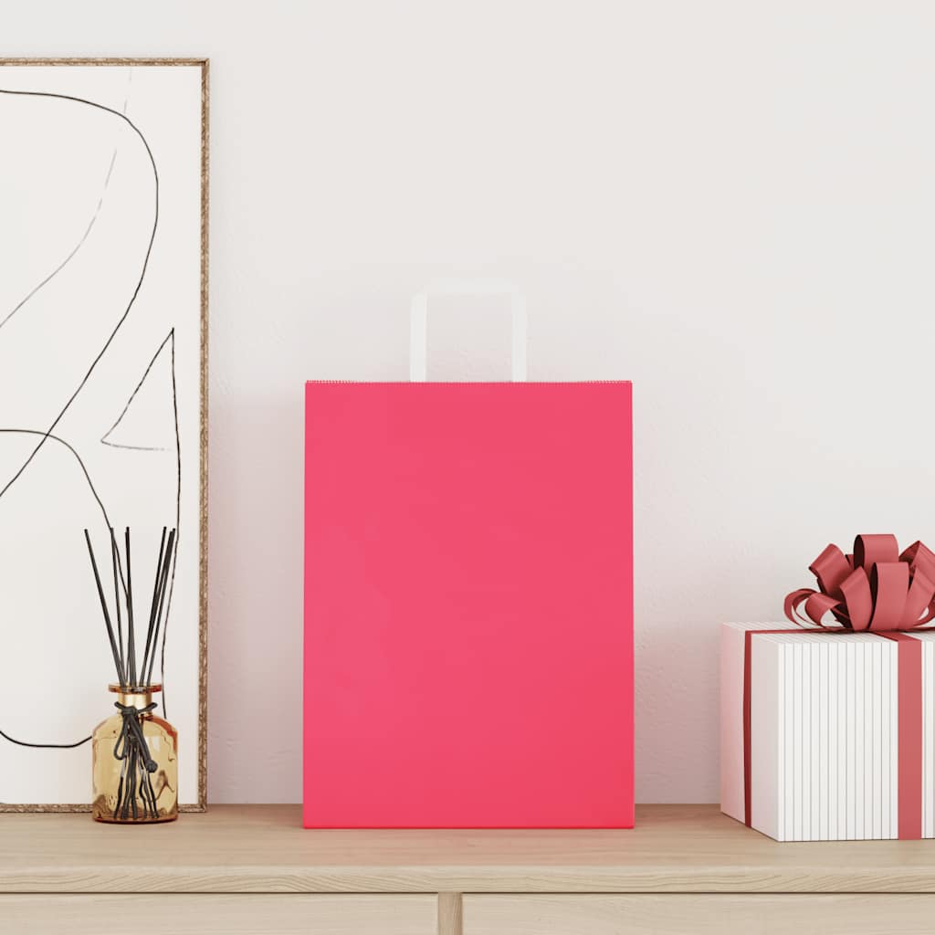 Papieren zakken 250 st met hengsels 26x12x35 cm roze is nu te koop bij PeponiXL, paradijselijk wonen!