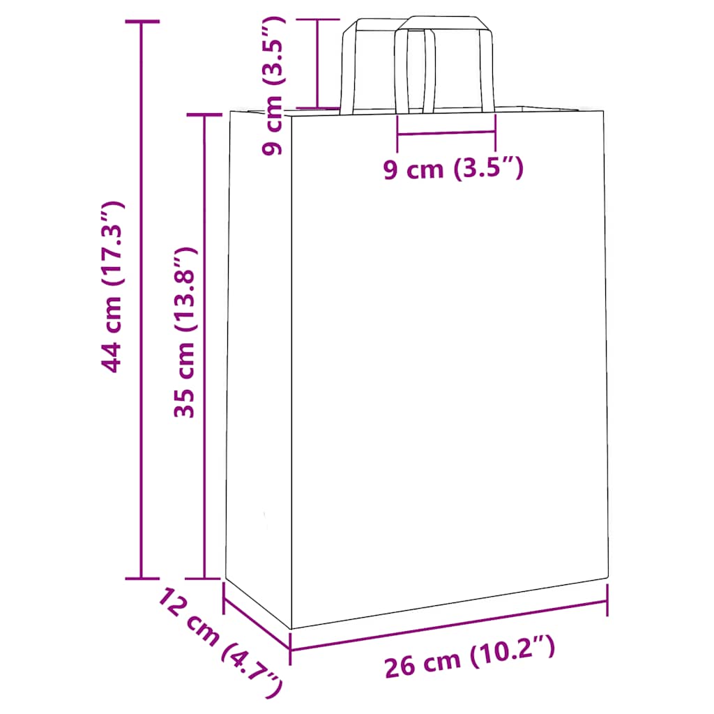 Papieren zakken 250 st met hengsels 26x12x35 cm roze is nu te koop bij PeponiXL, paradijselijk wonen!