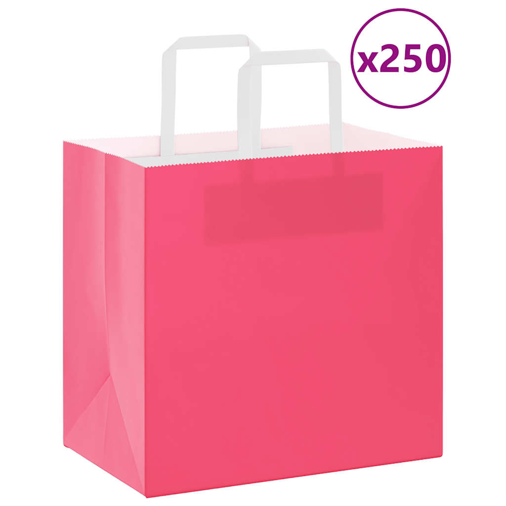 Papieren zakken 250 st met hengsels 26x17x25 cm roze is nu te koop bij PeponiXL, paradijselijk wonen!