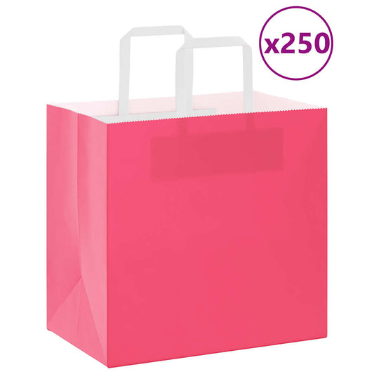Papieren zakken 250 st met hengsels 26x17x25 cm roze is nu te koop bij PeponiXL, paradijselijk wonen!
