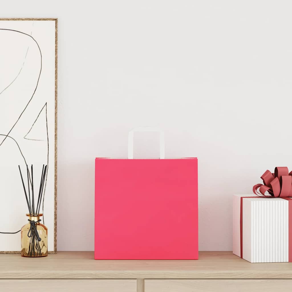 Papieren zakken 250 st met hengsels 26x17x25 cm roze is nu te koop bij PeponiXL, paradijselijk wonen!
