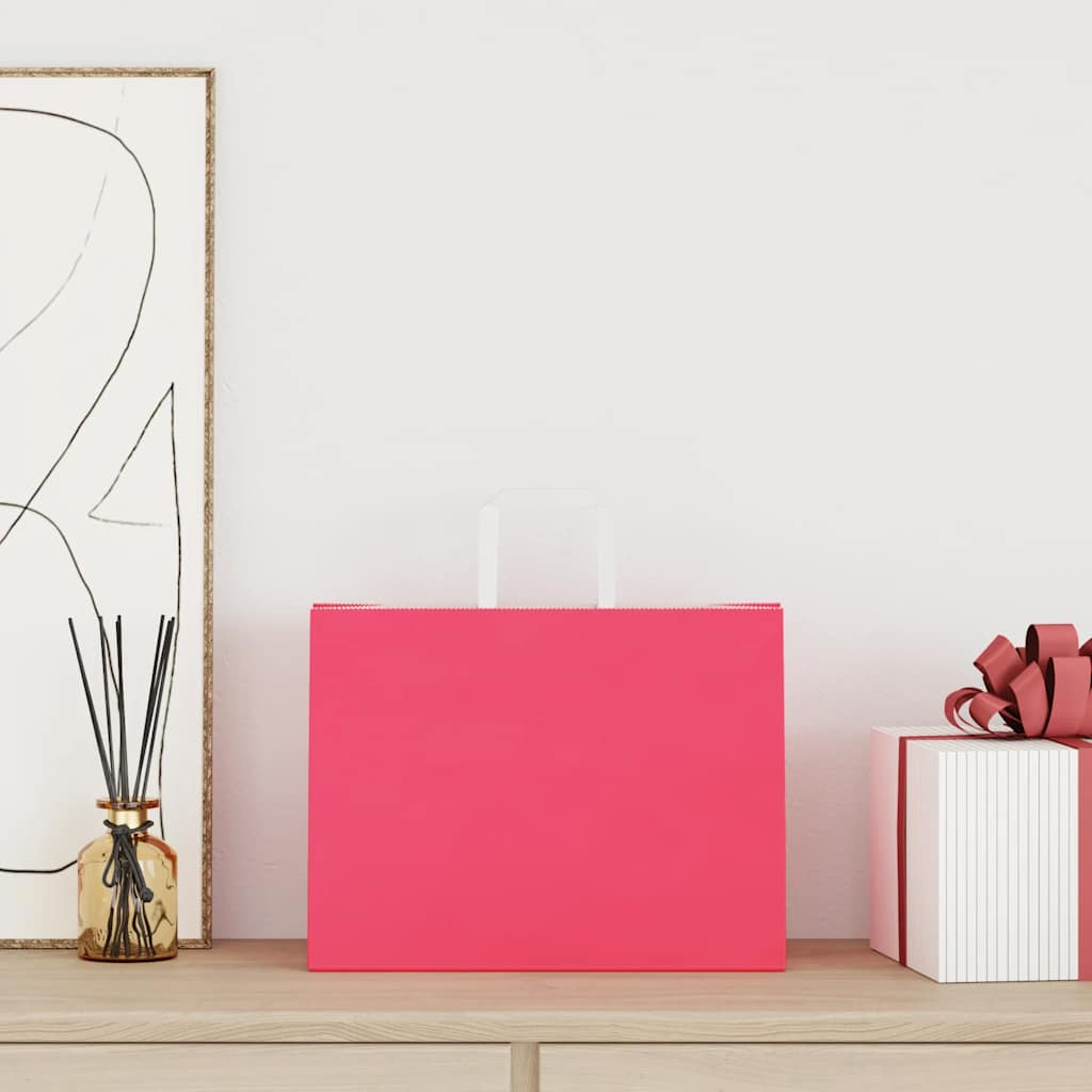 Papieren zakken 250 st met hengsels 32x17x25 cm roze is nu te koop bij PeponiXL, paradijselijk wonen!