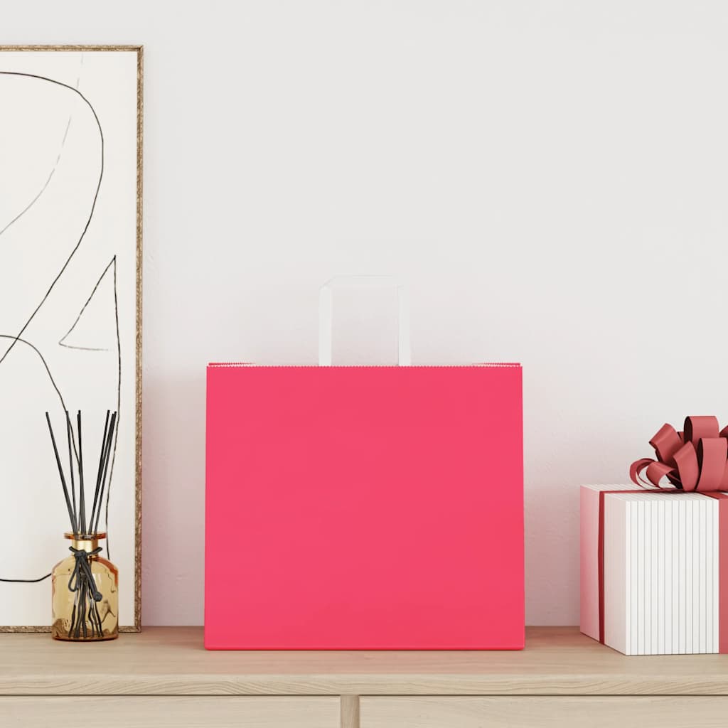 Papieren zakken 250 st met hengsels 32x22x28 cm roze is nu te koop bij PeponiXL, paradijselijk wonen!