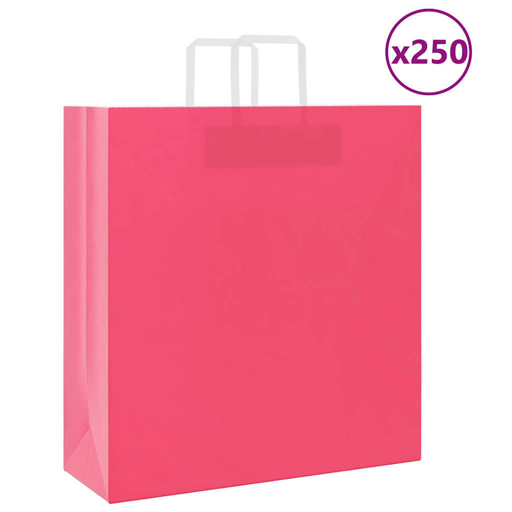 Papieren zakken 250 st met hengsels 45x17x48 cm roze is nu te koop bij PeponiXL, paradijselijk wonen!