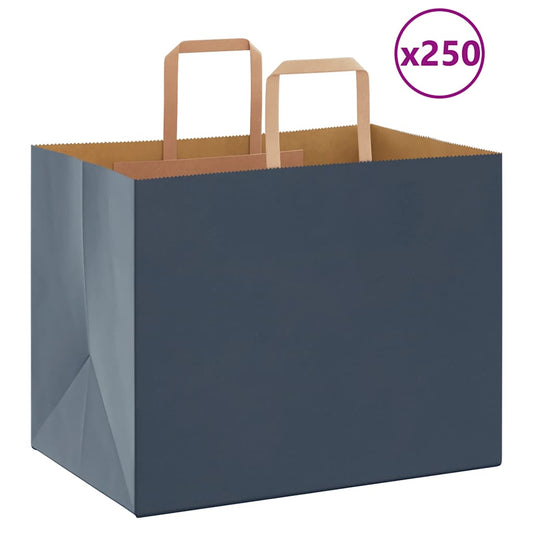 Papieren zakken 250 st met hengsels 32x22x24 cm blauw is nu te koop bij PeponiXL, paradijselijk wonen!