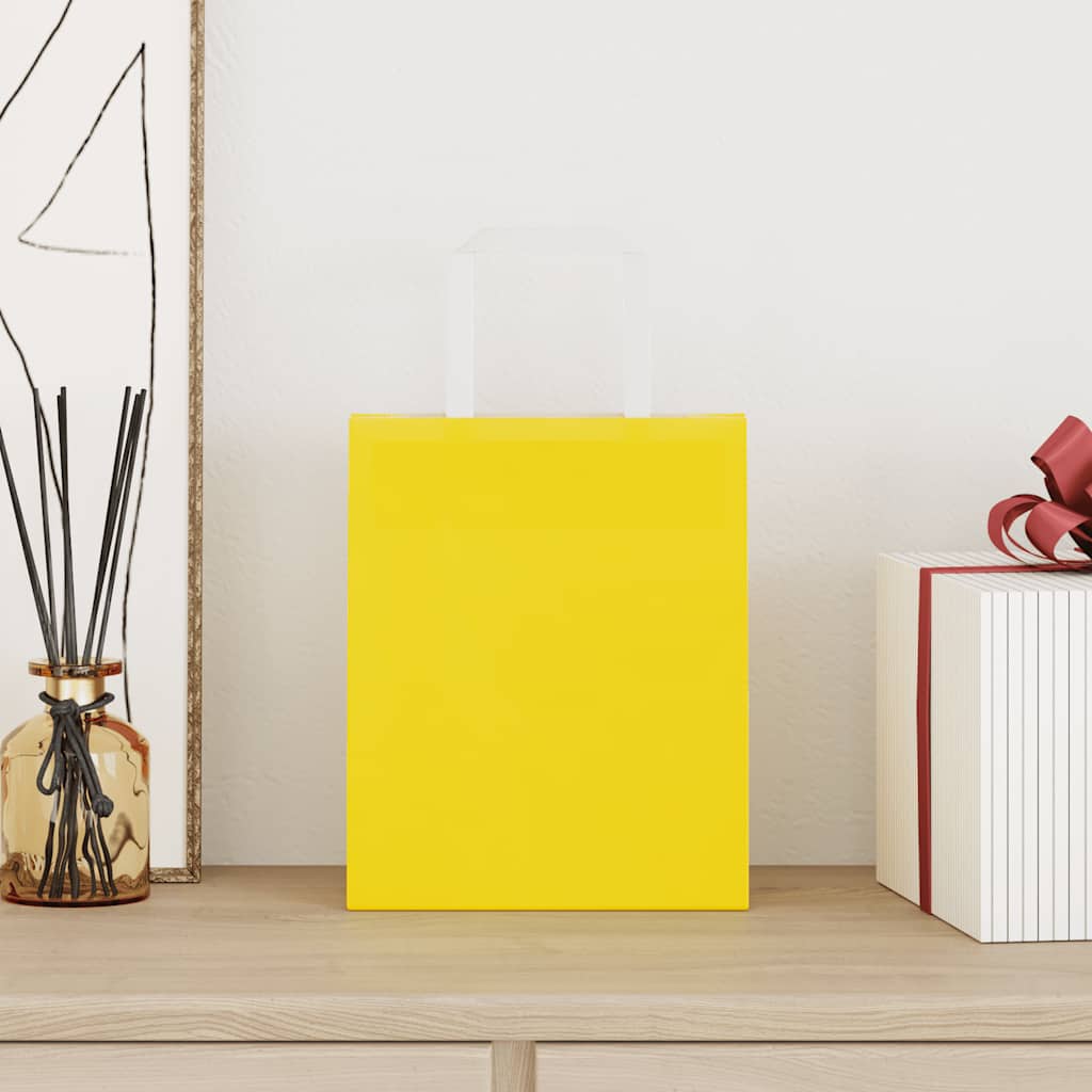 Papieren zakken 50 st met hengsels 18x8x22 cm geel is nu te koop bij PeponiXL, paradijselijk wonen!