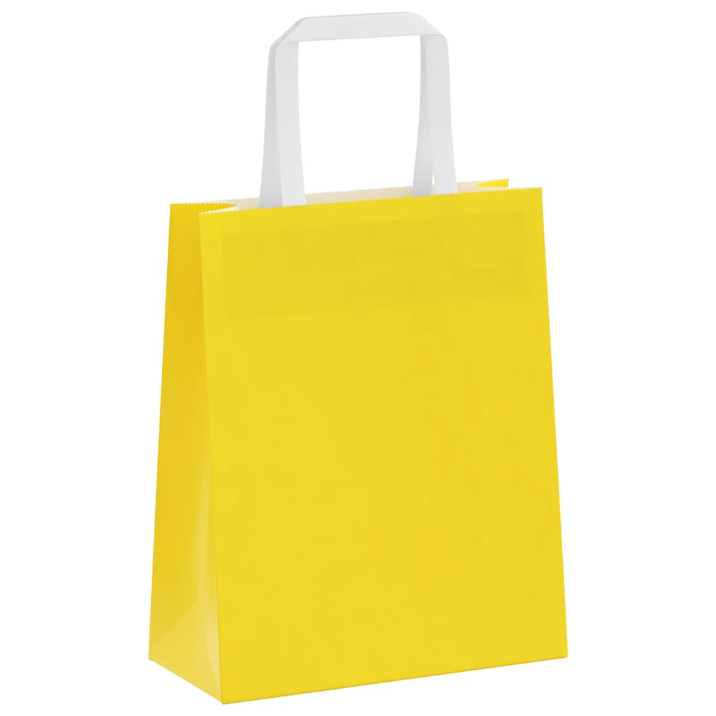 Papieren zakken 50 st met hengsels 18x8x22 cm geel is nu te koop bij PeponiXL, paradijselijk wonen!
