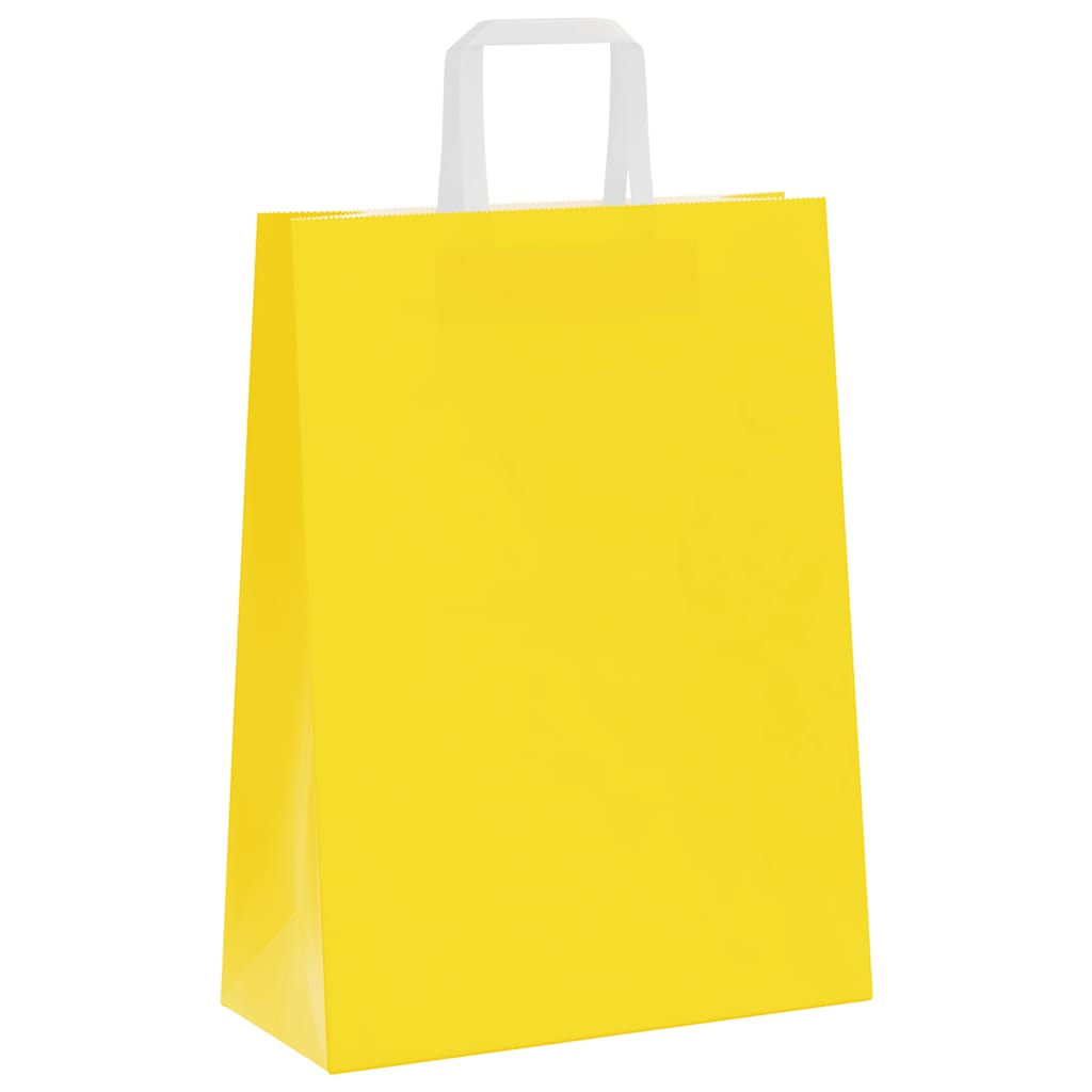 Papieren zakken 50 st met hengsels 26x12x35 cm geel is nu te koop bij PeponiXL, paradijselijk wonen!