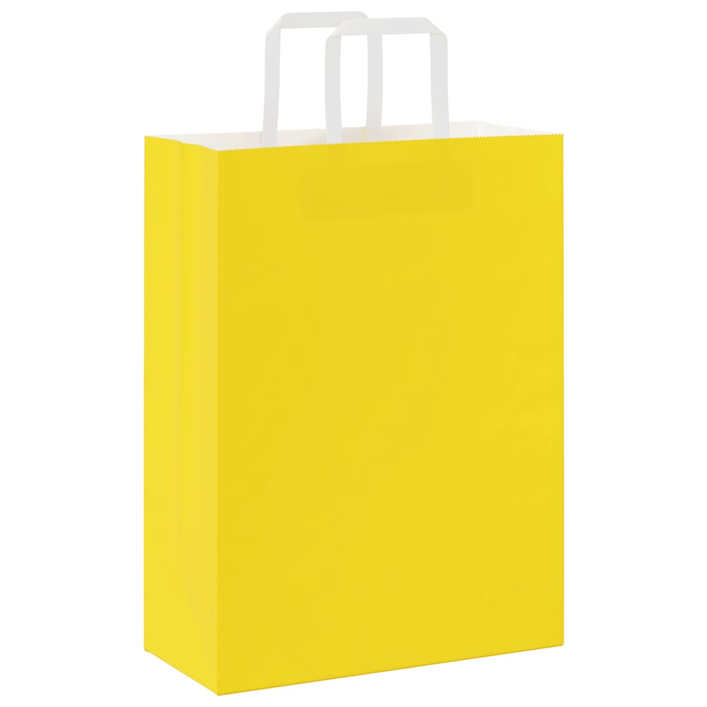 Papieren zakken 50 st met hengsels 26x12x35 cm geel is nu te koop bij PeponiXL, paradijselijk wonen!