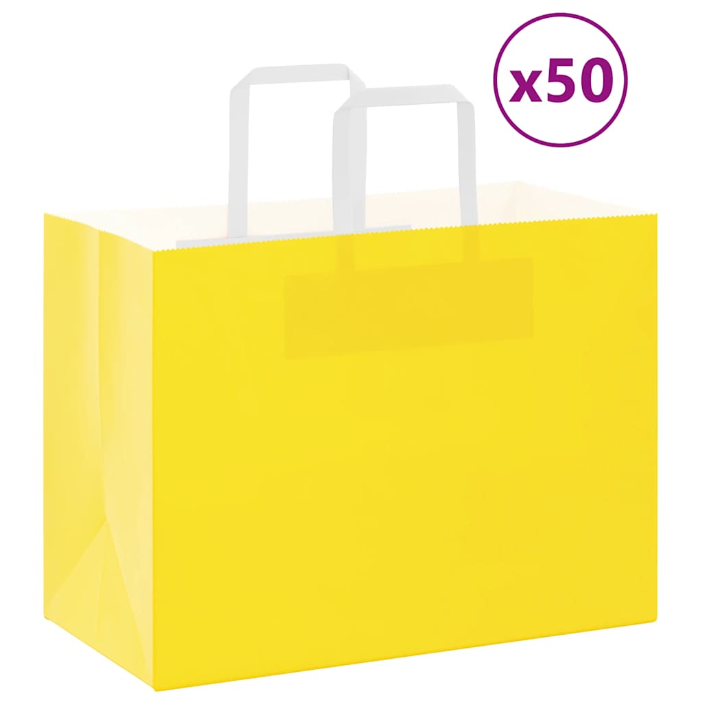 Papieren zakken 50 st met hengsels 32x17x25 cm geel is nu te koop bij PeponiXL, paradijselijk wonen!