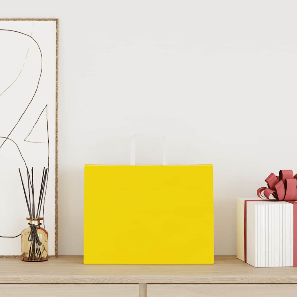 Papieren zakken 50 st met hengsels 32x17x25 cm geel is nu te koop bij PeponiXL, paradijselijk wonen!