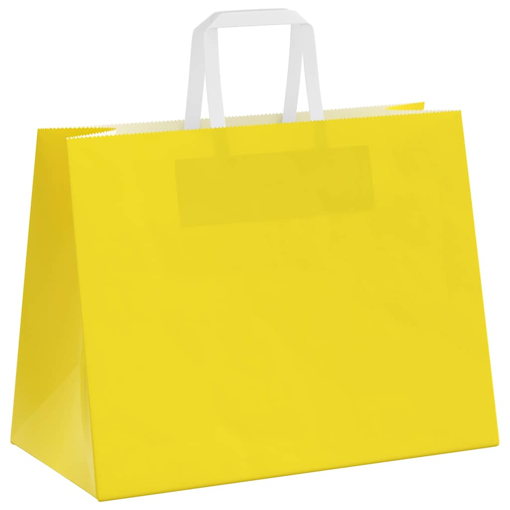 Papieren zakken 50 st met hengsels 32x17x25 cm geel is nu te koop bij PeponiXL, paradijselijk wonen!