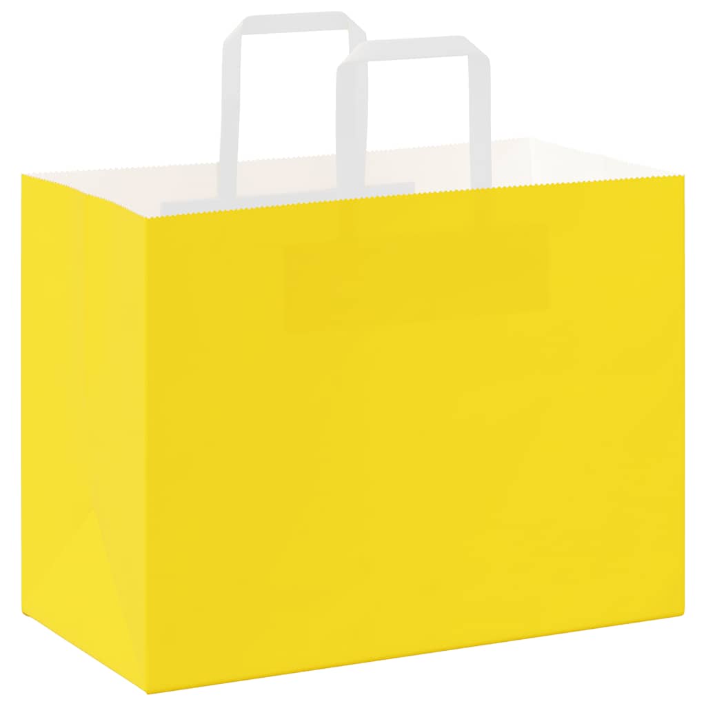 Papieren zakken 50 st met hengsels 32x17x25 cm geel is nu te koop bij PeponiXL, paradijselijk wonen!