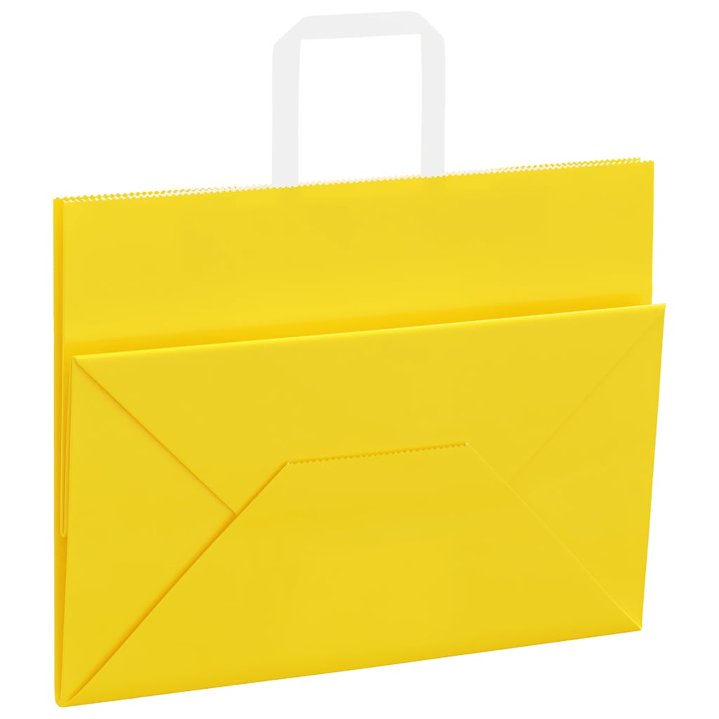 Papieren zakken 50 st met hengsels 32x17x25 cm geel is nu te koop bij PeponiXL, paradijselijk wonen!