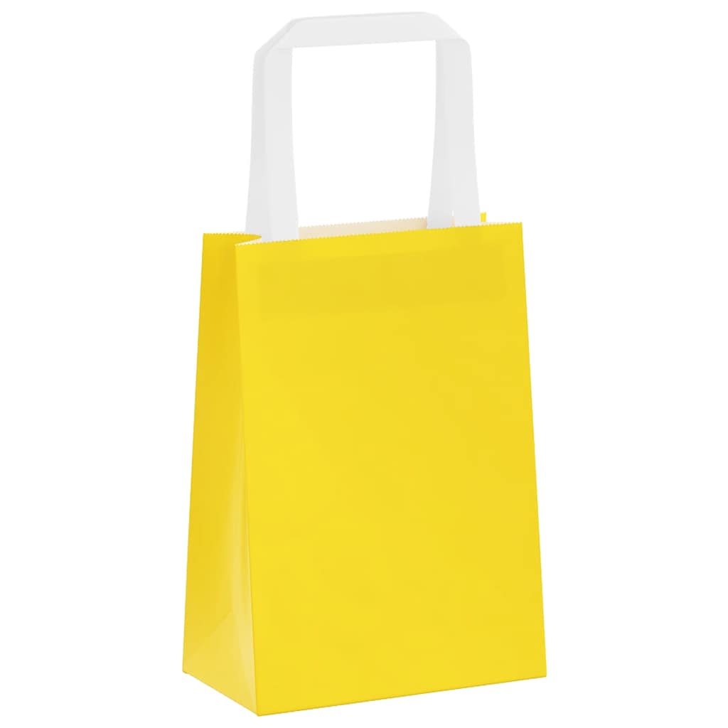 Papieren zakken 250 st met hengsels 15x8x21 cm geel is nu te koop bij PeponiXL, paradijselijk wonen!
