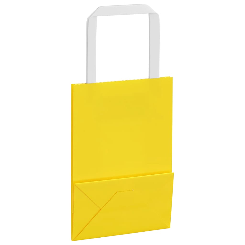 Papieren zakken 250 st met hengsels 15x8x21 cm geel is nu te koop bij PeponiXL, paradijselijk wonen!