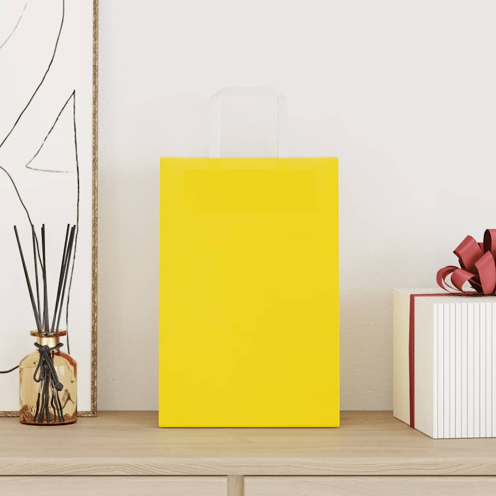 Papieren zakken 250 st met hengsels 21x11x31 cm geel is nu te koop bij PeponiXL, paradijselijk wonen!