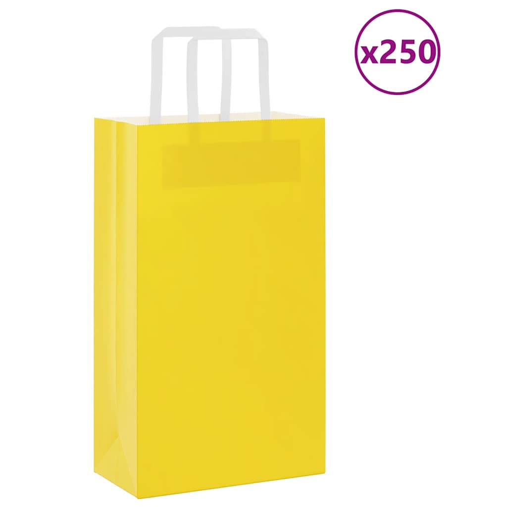 Papieren zakken 250 st met hengsels 21x11x36 cm geel is nu te koop bij PeponiXL, paradijselijk wonen!