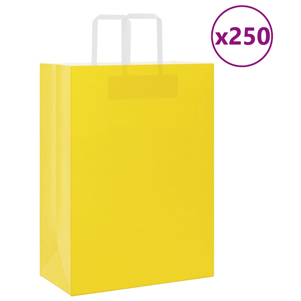 Papieren zakken 250 st met hengsels 32x17x44 cm geel is nu te koop bij PeponiXL, paradijselijk wonen!