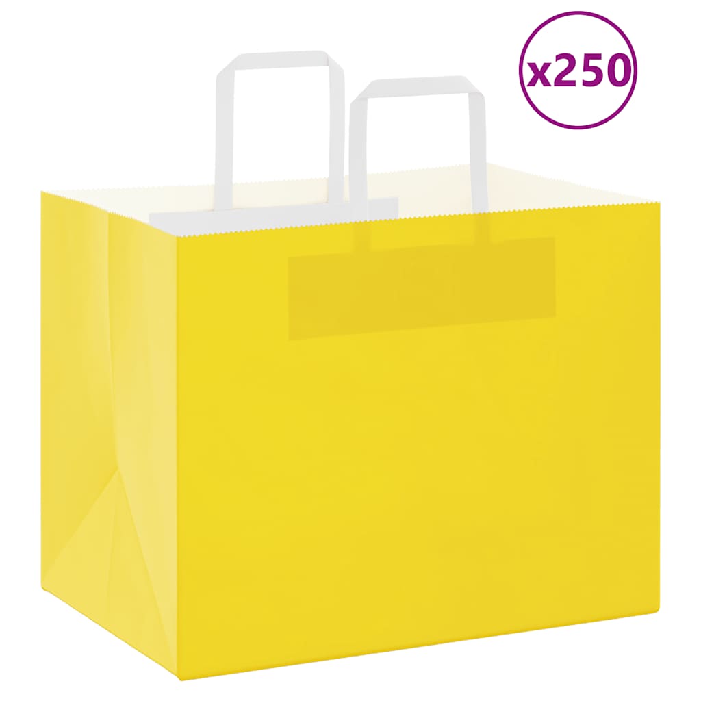 Papieren zakken 250 st met hengsels 32x22x24 cm geel is nu te koop bij PeponiXL, paradijselijk wonen!