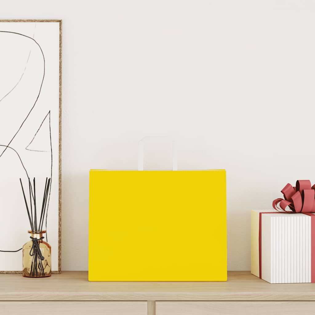 Papieren zakken 250 st met hengsels 32x22x24 cm geel is nu te koop bij PeponiXL, paradijselijk wonen!