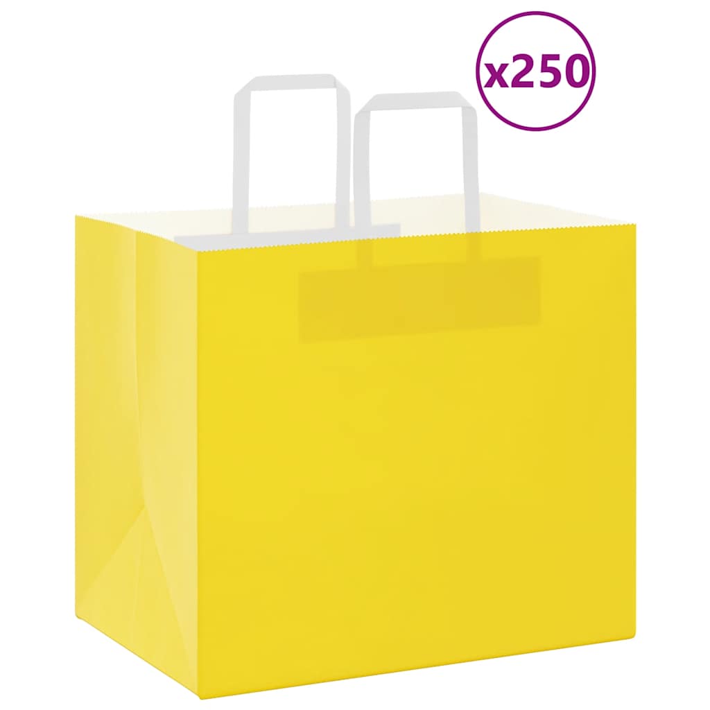 Papieren zakken 250 st met hengsels 32x22x28 cm geel is nu te koop bij PeponiXL, paradijselijk wonen!