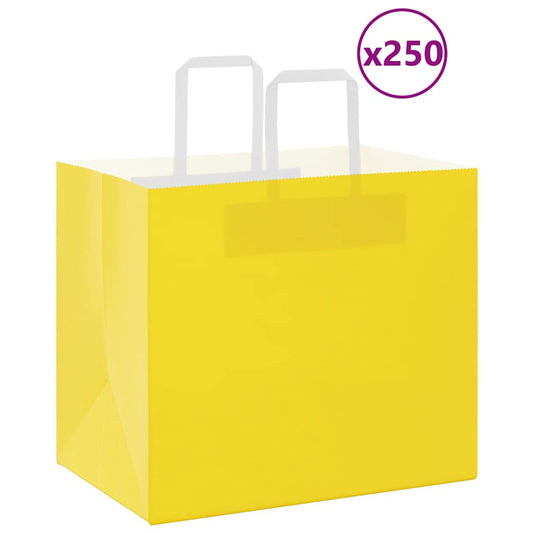 Papieren zakken 250 st met hengsels 32x22x28 cm geel is nu te koop bij PeponiXL, paradijselijk wonen!