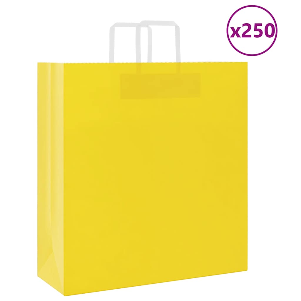 Papieren zakken 250 st met hengsels 45x17x48 cm geel is nu te koop bij PeponiXL, paradijselijk wonen!